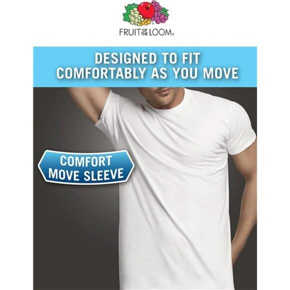 Fruit of the Loom Mens Crew T Shirts Tag Free Moisture Wicking Undershirts 6pk - Picture 5 of 7